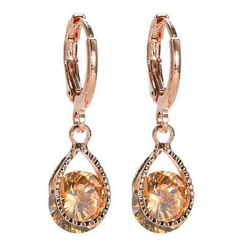 Diamond Drops Colorful Hoop Earrings In Rose Gold And Silver polish
