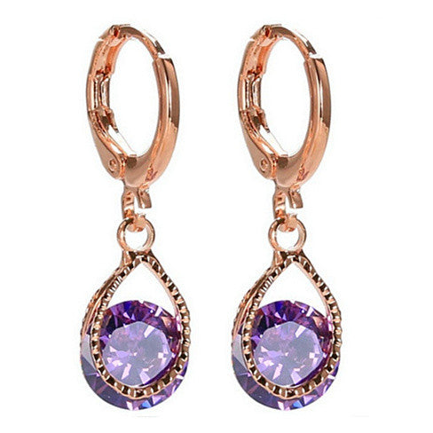 Diamond Drops Colorful Hoop Earrings In Rose Gold And Silver polish
