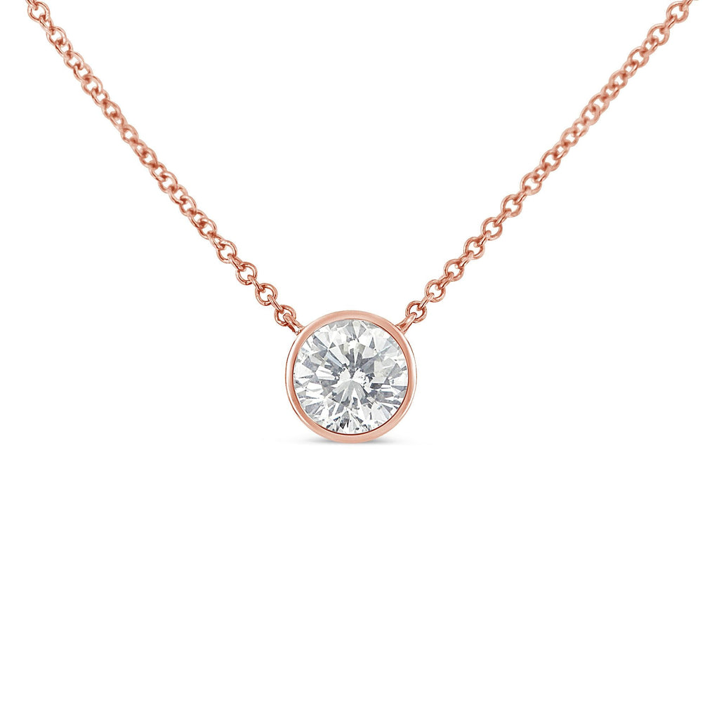 Sterling Silver Bezel-Set Diamond Solitaire Pendant Necklace (1/3 cttw, H-I Color, I1-I2 Clarity)