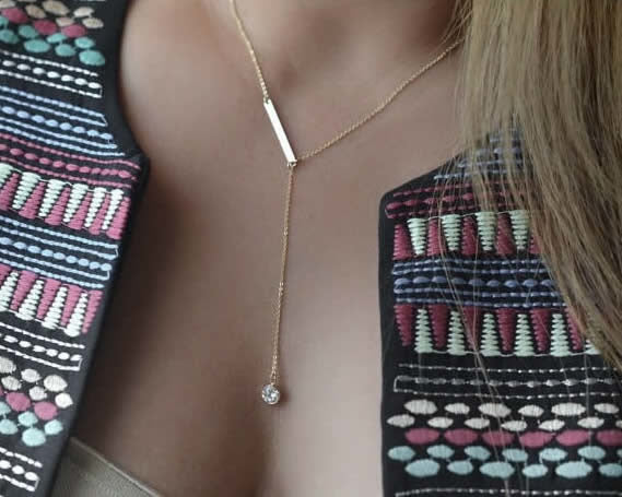 Angel Diamond Crystal Bar Necklace Paired With FREE Bar Earrings
