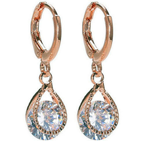 Diamond Drops Colorful Hoop Earrings In Rose Gold And Silver polish