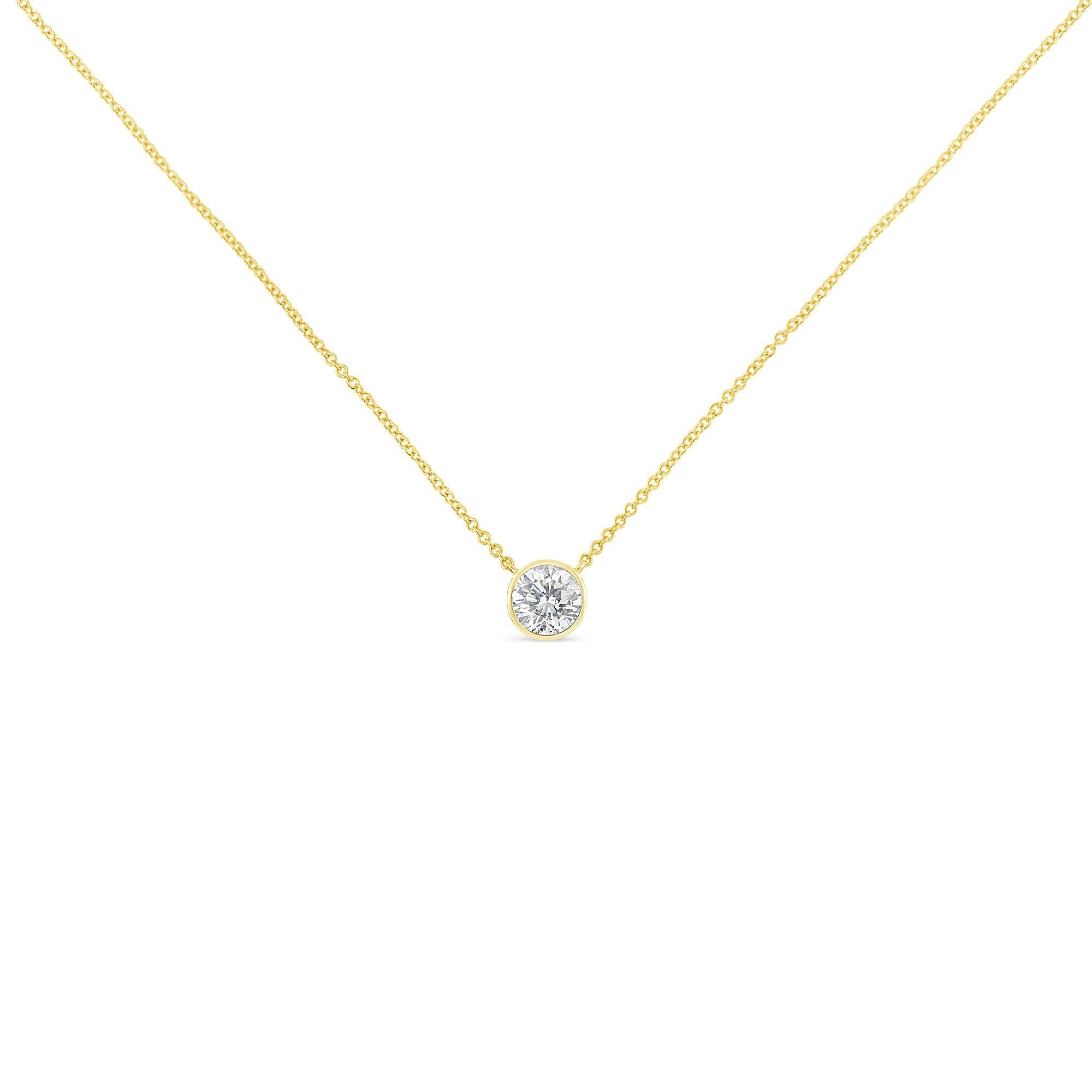 Sterling Silver Bezel-Set Diamond Solitaire Pendant Necklace (1/3 cttw, H-I Color, I1-I2 Clarity)