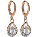 Diamond Drops Colorful Hoop Earrings In Rose Gold And Silver polish